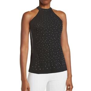 NWT  Cable & Gauge Women's Rhinestone Sheer Overlay Halter Top